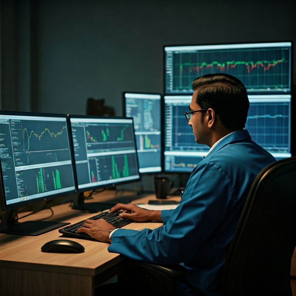 Professional trader analyzing market data